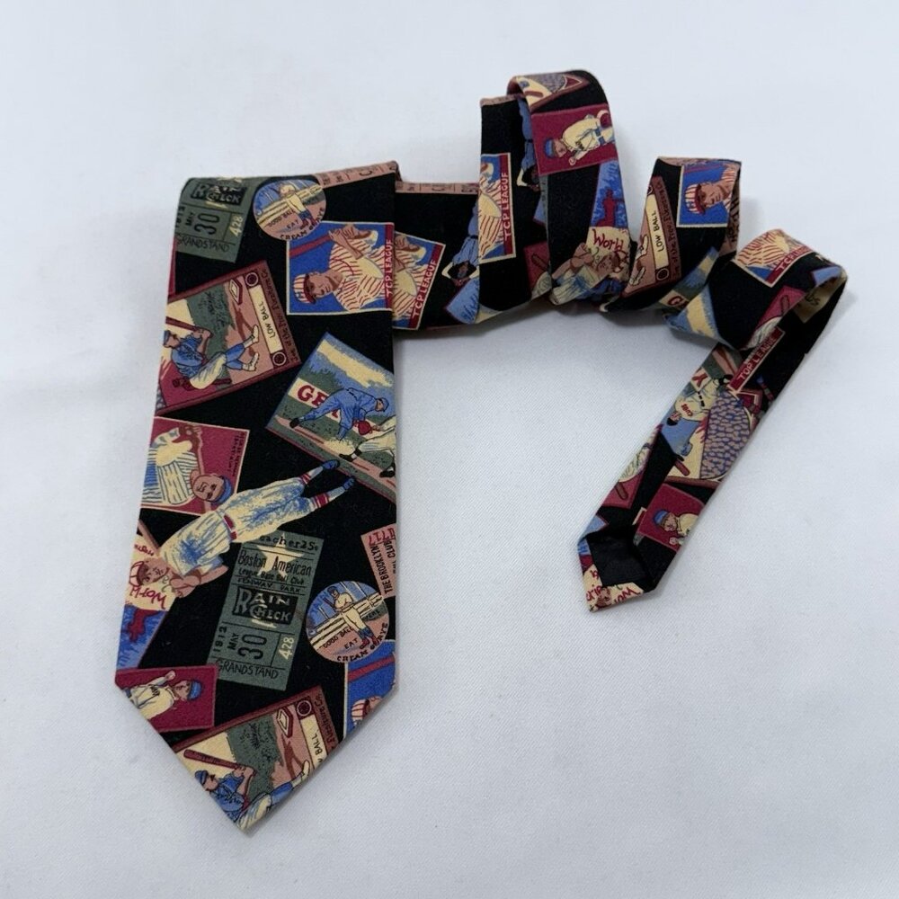 Vintage County Seat Baseball Player Necktie Tie Cards Sports Team Collage Retro
